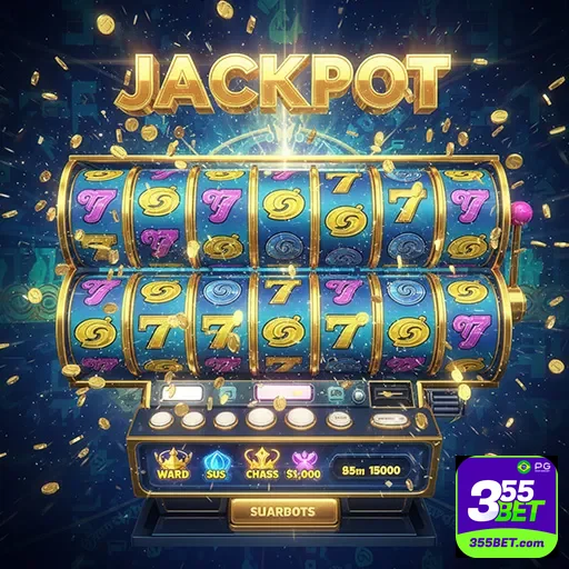 Imagem promocional do site 355bet destacando jogos de caça-níqueis com temas variados, perfeito para apostas online.